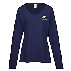 Team Favorite 4.5 oz. V-Neck Long Sleeve T-Shirt - Ladies' - Embroidered