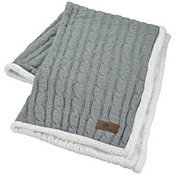 Vanilla Heather Cable Knit Chenille Blanket-Blank