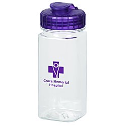 PolySure Squared-Up Water Bottle with Flip Lid - 16 oz. - Clear