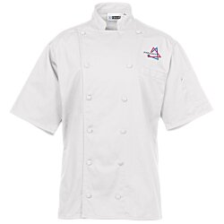 Twelve Cloth Button Short Sleeve Chef Coat with Mesh Back - 24 hr