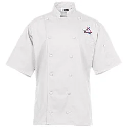Twelve Cloth Button Short Sleeve Chef Coat with Mesh Back - 24 hr