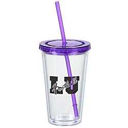 Customized Acrylic Tumbler with Straw - 16 oz. - Clear