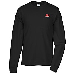 Hanes Authentic LS Pocket T-Shirt - Embroidered - Colors