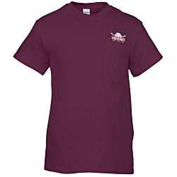 Gildan 5.3 oz. Cotton T-Shirt with Pocket - Men's - Embroidered - Colors