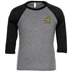 Bella+Canvas 3/4 Sleeve Tri-Blend Baseball Tee - Embroidered