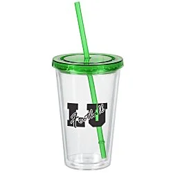 Customized Acrylic Tumbler with Straw - 16 oz. - Clear - 24 hr