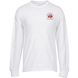 Soft Spun Cotton Long Sleeve T-Shirt - White - Embroidered