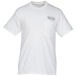 Port 50/50 Blend Pocket T-Shirt - White - Embroidered