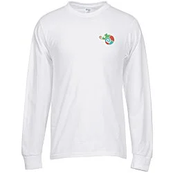 Port 50/50 Blend Long Sleeve T-Shirt - White - Embroidered