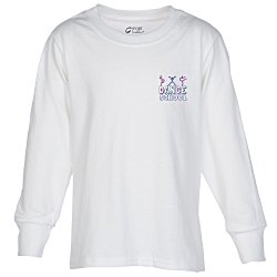 Port Classic 5.4 oz. Long Sleeve T-Shirt - Youth - White - Embroidered