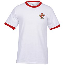 Classic Ringer T-Shirt - White - Embroidered