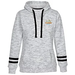 J. America Melange Stripe Sleeve Hoodie - Ladies' - Embroidered