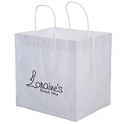 White Kraft Wide Gusset Paper Bag - 12" x 12"