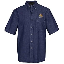 Washed Denim Short Sleeve Shirt - Men's