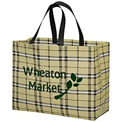 Laminated Non-Woven Plaid Tote