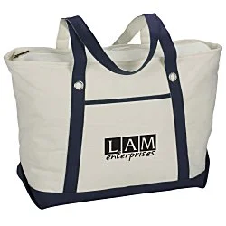 Canvas 12 oz. Sailing Zip Top Tote - 14" x 23" - 24 hr