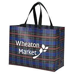 Laminated Non-Woven Plaid Tote - 24 hr