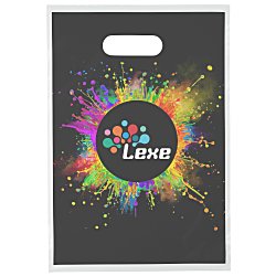 Recyclable Full Color Die Cut Handle Plastic Bag - 13" x 9" - Clear
