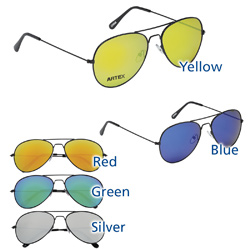 Black Frame Color Mirrored Aviator Sunglasses  Main Image