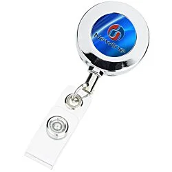 Metal Retractable Badge Holder - Alligator Clip - Round - Label