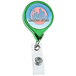 Retractable Badge Holder - Round - Chrome Finish - Label