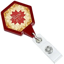 Jumbo Retractable Badge Holder - 40" - Hexagon - Label