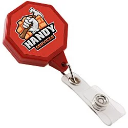 Jumbo Retractable Badge Holder - 40" - Octagon - Label