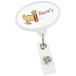 Jumbo Retractable Badge Holder - 40" - Oval - Opaque - Label