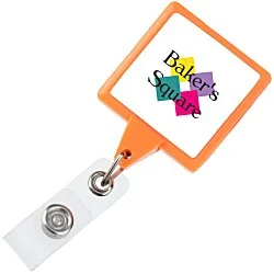 Jumbo Retractable Badge Holder - 40" - Square - Neon - Label