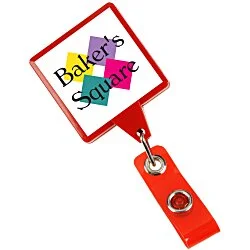 Jumbo Retractable Badge Holder - 40" - Square - Opaque - Label