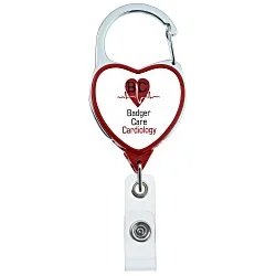 Heavy Duty Clip On Retractable Badge Holder - Heart - Label