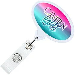 Jumbo Retractable Badge Holder with Antimicrobial Additive - 40" Oval - Label