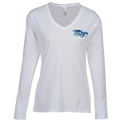 Ultimate V-Neck Long Sleeve T-Shirt - Ladies' - White - Embroidered
