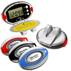 Oval Clip-On Pedometer and Clock  Main Image