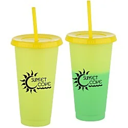 Chameleon Color Change Tumbler with Straw - 24 oz.