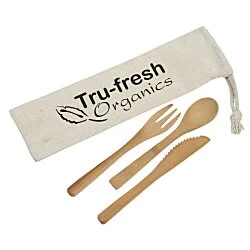 Bamboo Cutlery Set in Cotton Pouch