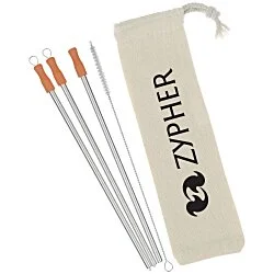 Stainless Straw Set in Cotton Pouch - 3 Pack