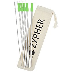 Stainless Straw Set in Cotton Pouch - 5 Pack