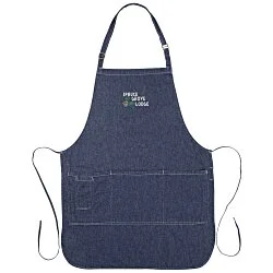 Cotton Denim Bib Apron - Embroidered