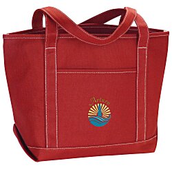 Solid Cotton Yacht Tote - 13" x 20" - Embroidered