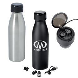 Vacuum Bottle with Wireless Bluetooth Ear Buds - 20 oz.  Main Image