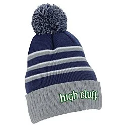 Richardson Stripe Pom Beanie with Cuff