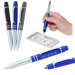 Precision Retractable Stylus Metal Flashlight Pen - Laser Engraved  Main Image