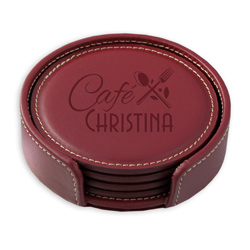 Vintage Leather Round Coaster Gift Set  Main Image