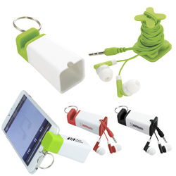 Ear Buds with Phone Stand Amplifier Keychain  Main Image