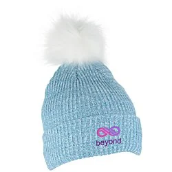 Heathered Faux Fur Pom Beanie