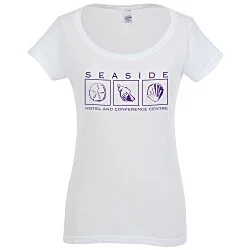 Tultex Polyester Blend Scoop Neck T-Shirt - White