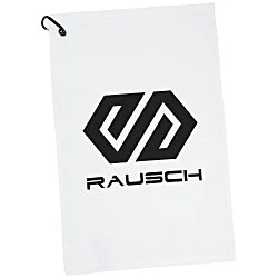 League Golf Towel with Carabiner - White