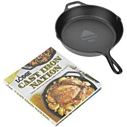 Lodge Cast Iron Skillet with Cast Iron Nation Cookbook Set - 10.25"