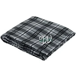 Plaid Fleece Blanket - Embroidered